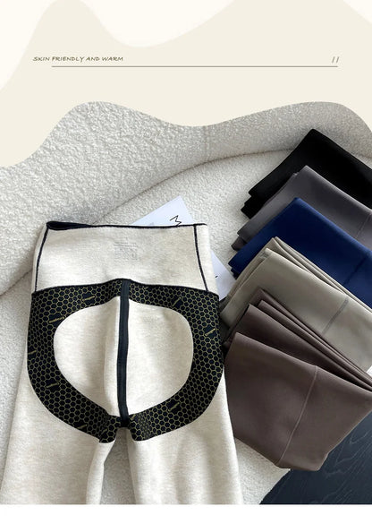 BIVIGAOS New Autumn Winter Cashmere Velvet Shark Leggings Women Red No-trace Thickened High Waist Butt Lifting Warm Leggings.