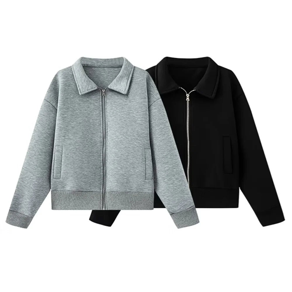 UNIZERA Damen-Pilotenjacke mit Kragen, Reißverschlusstasche, Dekoration, Frühling, neue lässige Damenbekleidung.