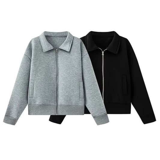 UNIZERA Damen-Pilotenjacke mit Kragen, Reißverschlusstasche, Dekoration, Frühling, neue lässige Damenbekleidung.