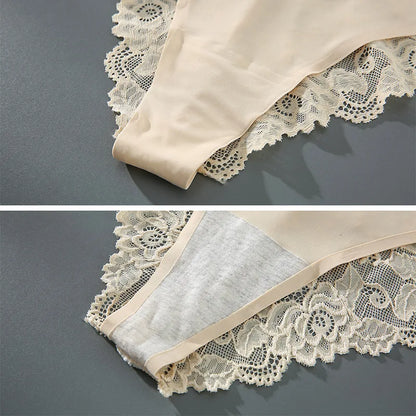 3PCS Women's Sexy Lingerie Panties Lace Plus Size Briefs Low Waist Underpants Intimates Seamless Briefs Silk Panty Women Tangas.