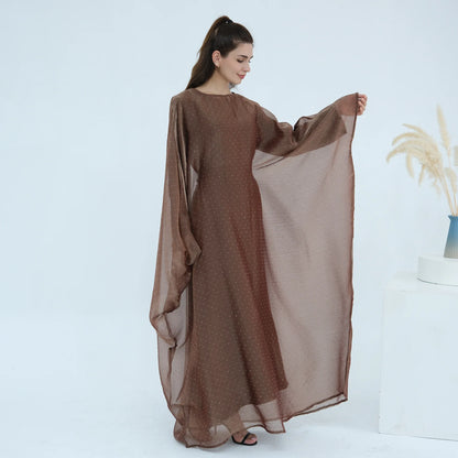 Eid 2 Piece Muslim Woman Set Diamonds Butterfly Abaya with Matching Inner Dress Dubai Luxury Kebaya Caftan Marocain Islam Outfit.