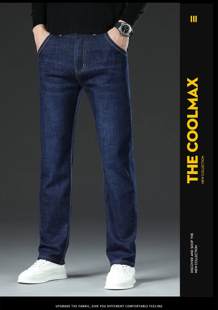 28-40 Large Size Winter Men Plush Thick Fleece Trouser Lambswool Thermal Jeans Casual Pants Windproof Warm Cotton Denim Pants.