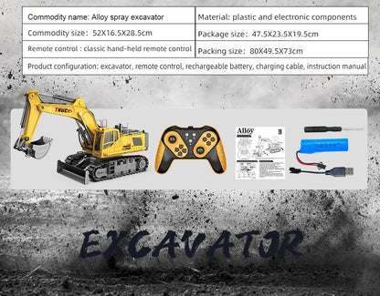 Alloy Rc Excavator Truck Toy Kids Remote Control Engineering Trucks Electric Vehicle Machine Games for Kids Boys Birthday Gifts