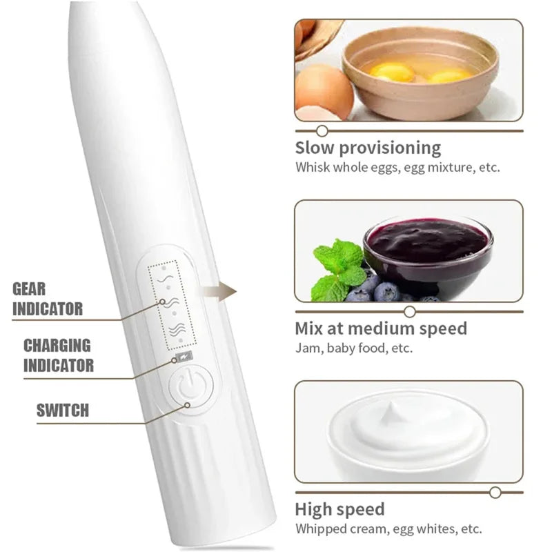 2-in-1 multi-function USB Rechargeable Electric Egg Beater Baking Mixer Milk Frother Kitchen Gadgets Coffee Stirrer Tools Dining.
