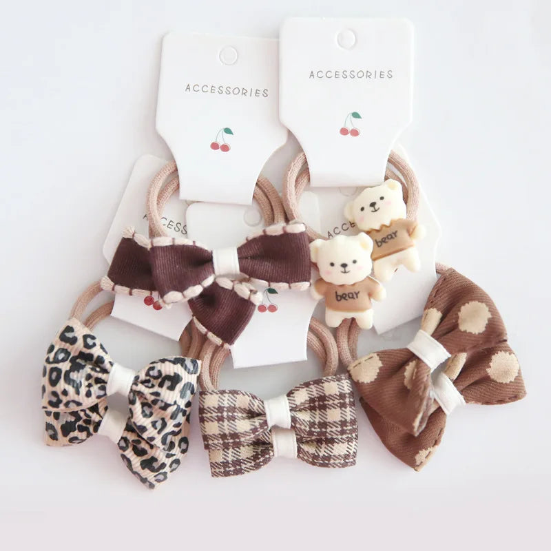 10Pcs/Lot, Elastic Hair Bow Clips for Children, Children's Headwear Hair Accessories for girls, Cute Hair ties, Lovely Hair Rope