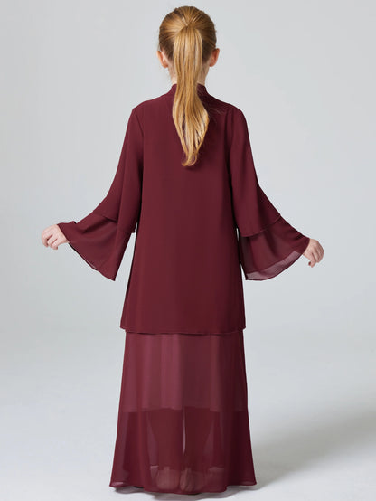 Ramadan  Muslim kids Girls Abaya Solid Long Kaftan abaya enfant Robe Dress Kebaya Kids Clothes For Gift (Without Hijab).