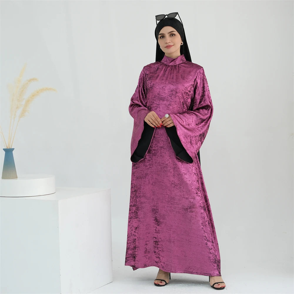 Ramadan Satin Shimmer Abaya Damen Dubai Luxury Islam Muslim Kaftan Dresses Kebaya Abayas For Women Robe Musulmane Femme Vestidos.