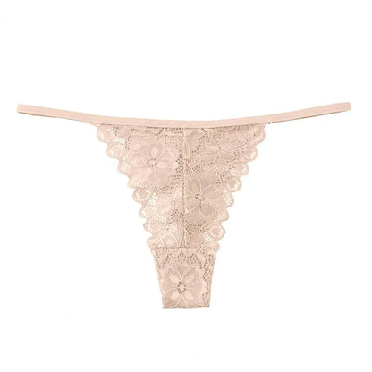 Summer Panties Women Low Rise Cotton T-Shape Panties Crochet Lace Hollow Out Breathable Thong Women Briefs Thin.
