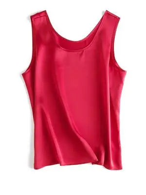 SuyaDream. Damen Basic Cozy Tanks, 100 % echte Seide, O-Ausschnitt, ärmelloses, schickes T-Shirt, 2025, solide Sommerwesten, Weiß, Rosa, Beige