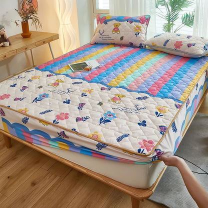 Printed Bedspread Bed 90/120/150/180cm Cover Thicken Bed Linen Sheets fundas de colchón Non-slip Mattress Covers (No Pillowcase).
