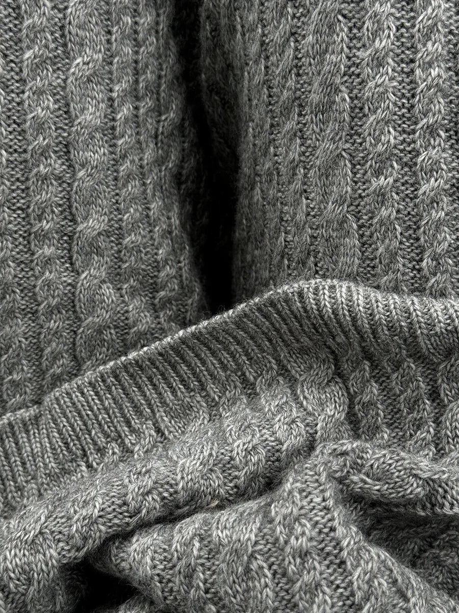 Bornladies Herbst Winter Mode frauen Neue Zopfmuster Pullover Breite Bein Hosen Set Weiche Wolle Mischung Lose Fit High Neck Pullover