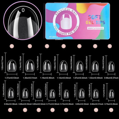 120-600Pcs False Nail Tips Soft Gel Fingertip Semi-matte Square French Coffin Full Half Cover Artificial Fake Nails Extension