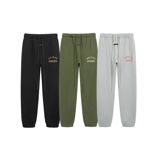 Fashion Streetwear Double Line Letter Print Sweatpant Top Quality Thick Fleece Drawstring Casual Pant Men Women Loose Sweatpants.