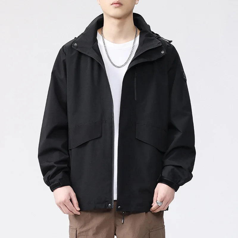 Sports Jacket for Boys 2025 New Loose Casual Hooded for Spring Autumn Solid Color Windproof Waterproof.