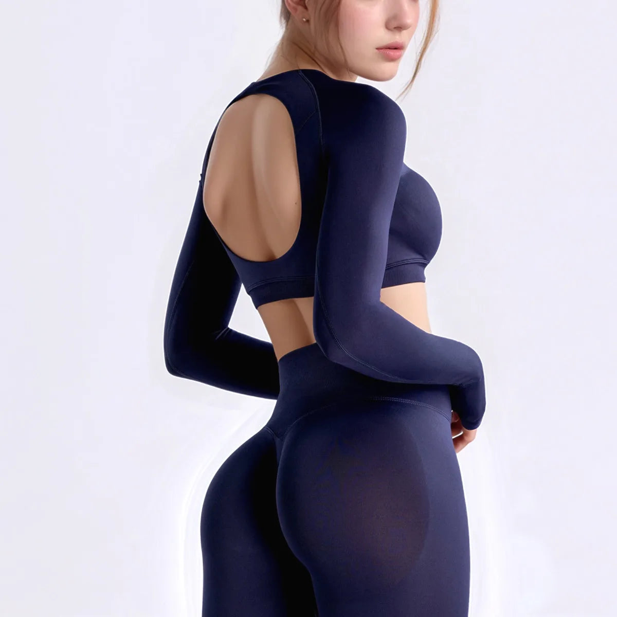 NCLAGEN Long Sleeve Crop Top Woman Yoga Pilates Clothing Beautiful Back Gym Workout Sportswear Sports Compression Shirt.