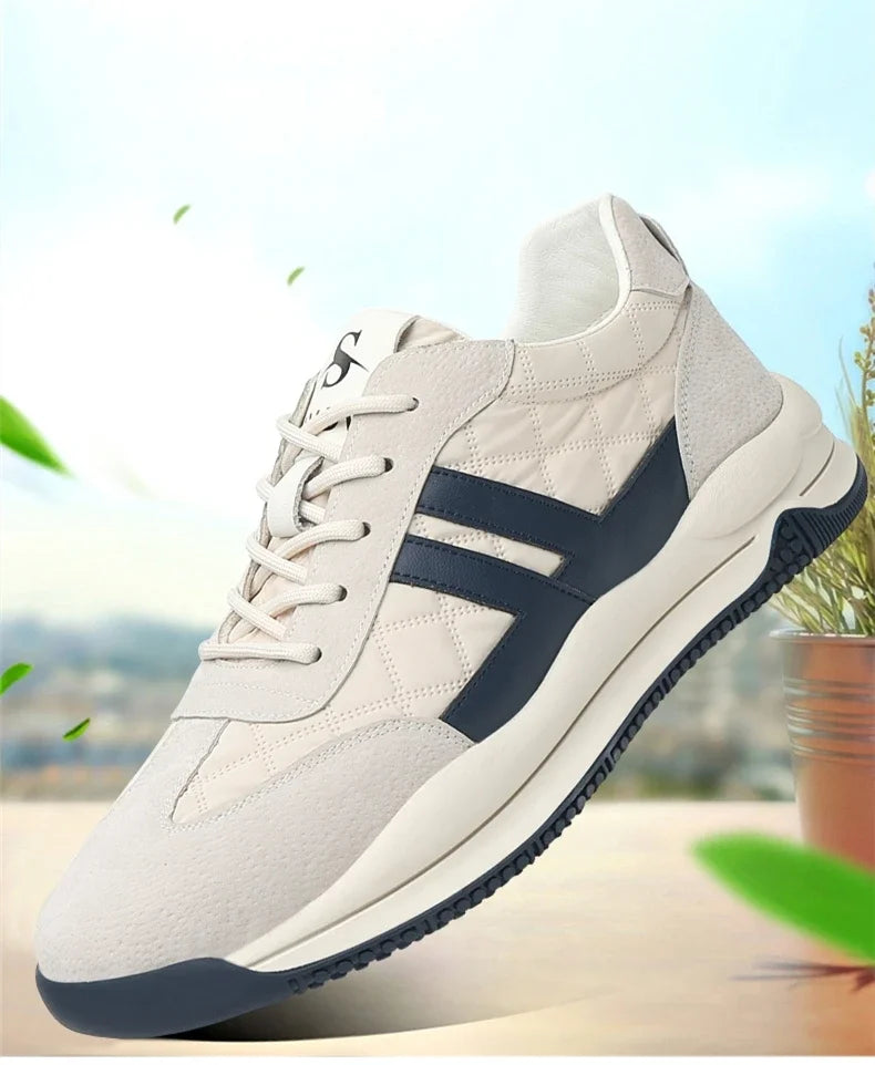 Genuine Leather Lift Sneakers Men Height Increase Insoles 6/8cm High Quality Elevator Shoes Comfortable Breathable Casual Sports.