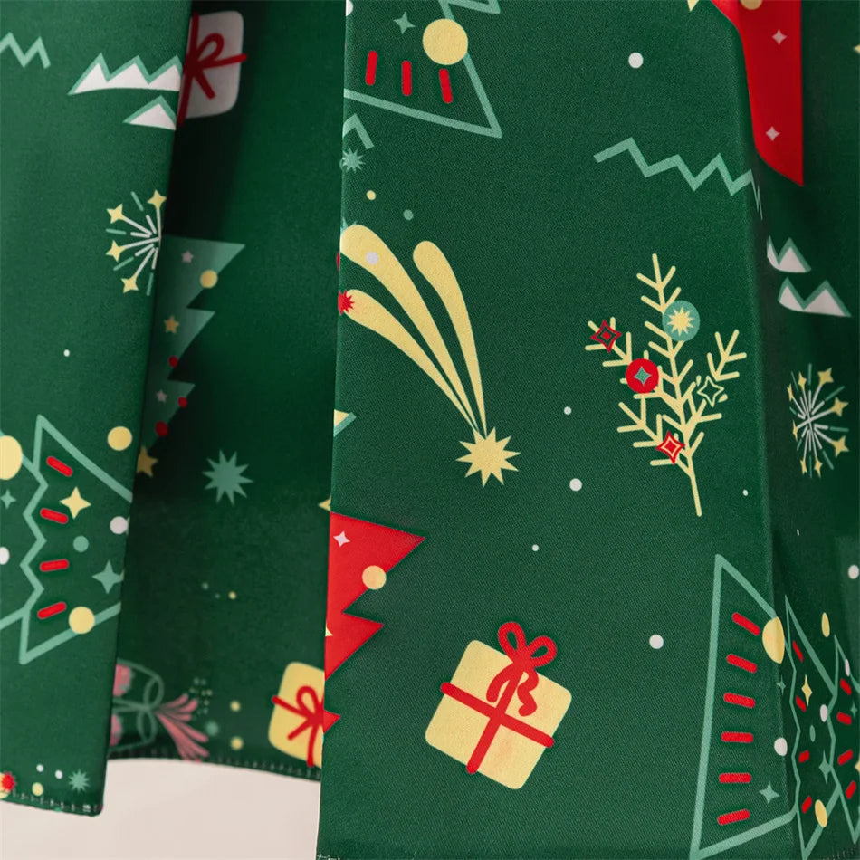 Kleinkind Santa Claus Cartoon Gedruckt Bogen Prinzessin Kleid Infant Weihnachten Thema Party Ballkleid Neugeborenen Nette Charme Kostüme.