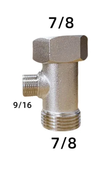3 Way T Valve Adapter Connector Copper Brass 3/8 1/2 9/16 7/8  for Diverter Bath Toilet Bidet Sprayer Shower Head Water Pipes