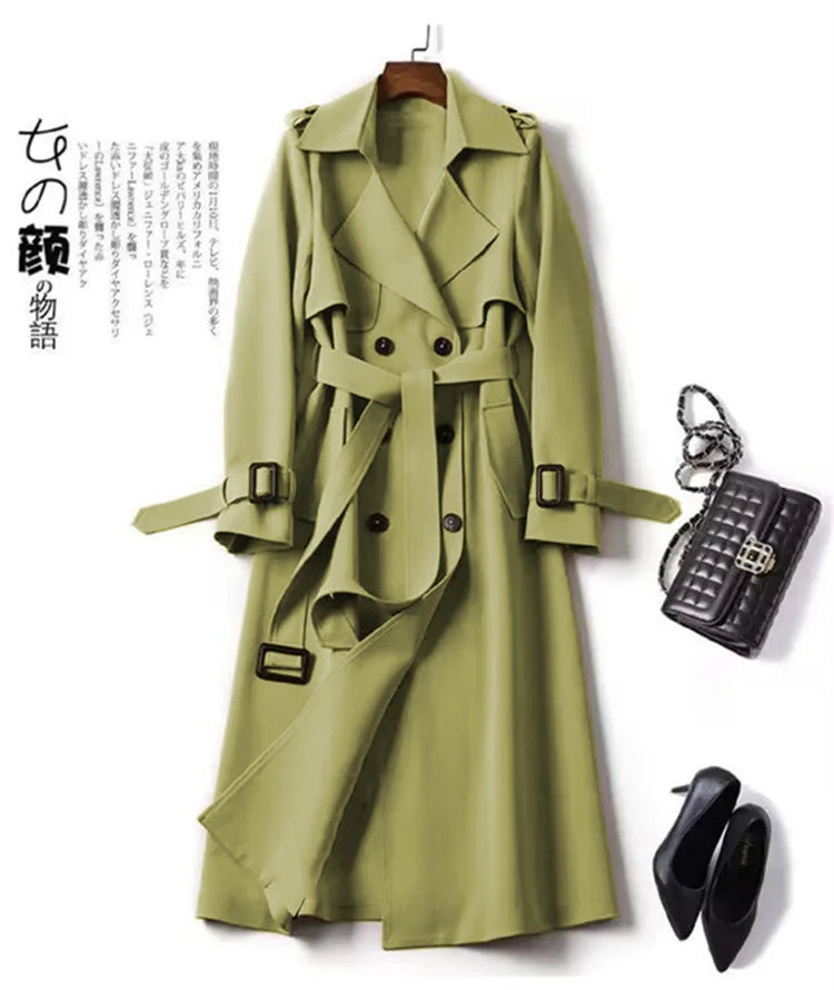 Herbst Winter Langarm Graben Mantel Für Frauen 2024 Mode Lose Büro Dame Lange Outer Jacke Mäntel Weibliche Kleidung