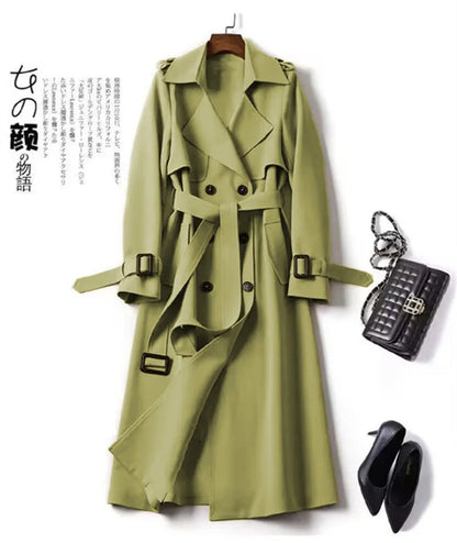 Herbst Winter Langarm Graben Mantel Für Frauen 2024 Mode Lose Büro Dame Lange Outer Jacke Mäntel Weibliche Kleidung