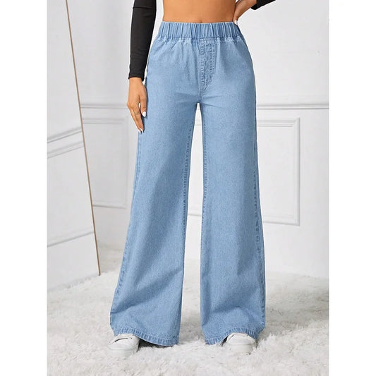 High Waist Wide Leg Loose Fit Straight Jeans Women's Summer New Style Vintage Drape Cross-Border Long Jeans.