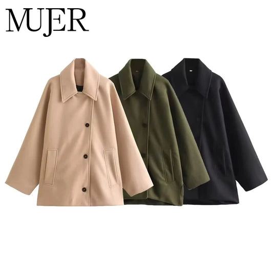 MUJER Oversize Lange Jacke Damen Langarm Damen Trenchcoat Herbst Bomberjacken für Damen Winter Neu in Mäntel und Jacken