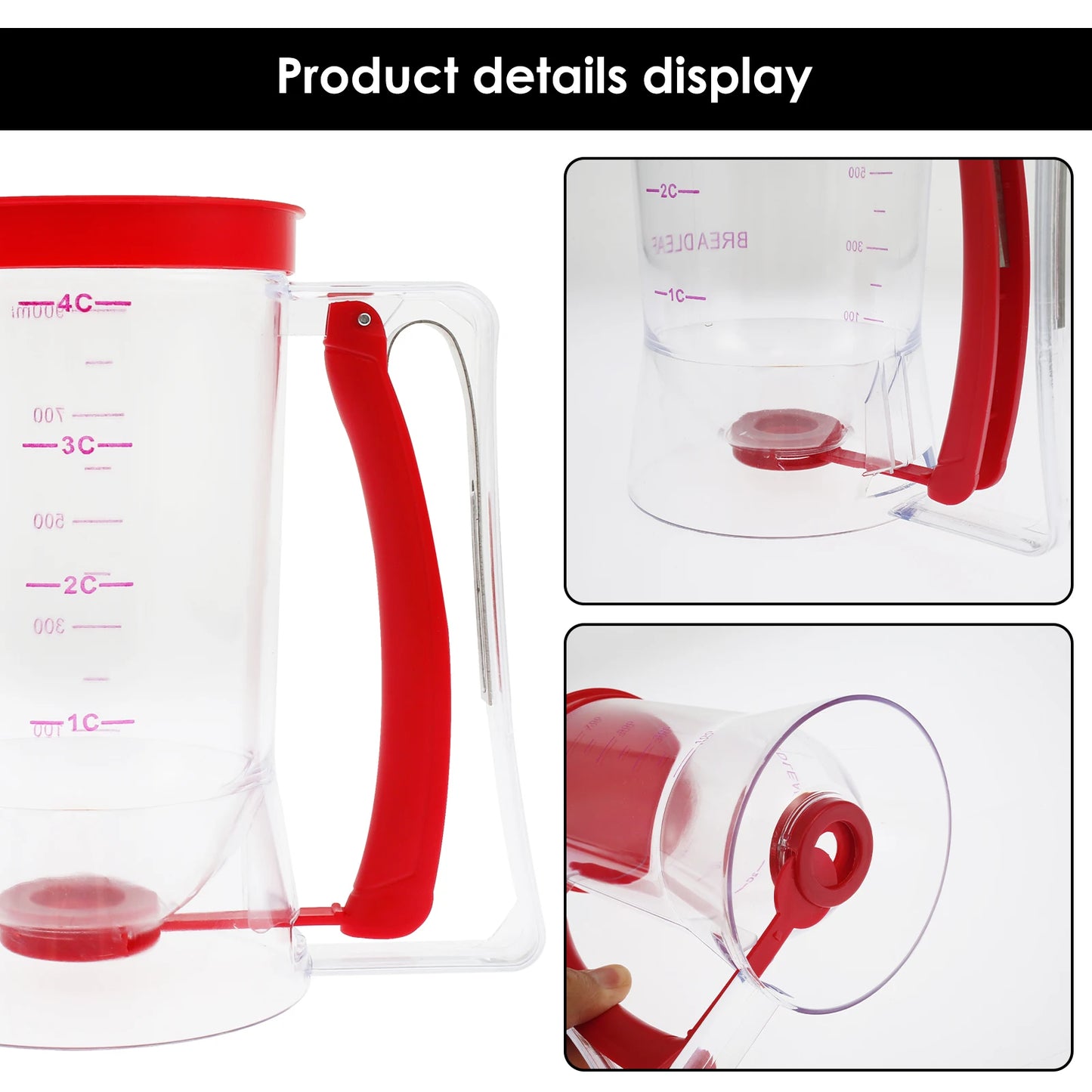 Batter Separator Easy to Use 900ml Pancake Batter Dispenser Reusable Batter Dispenser Set with Mousse Rings Spatula.