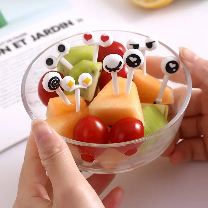 10/30/50Pcs Mini Skewers Cute Cartoon Eyes Kawai Lunch Bento Box Food Fruit Picks Fork Sticks Buffet Sandwich Toppers Decor fork.