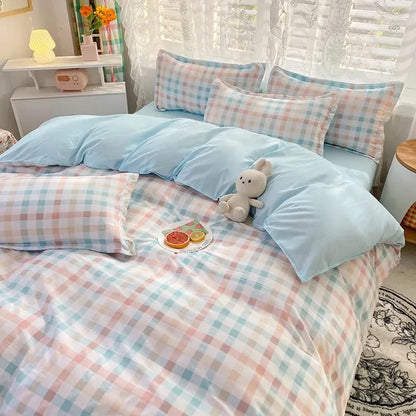 Lattice Bedding Sets Children Bed Linens Sheet Printed Duvet Cover Single Double Queen Size Quilt Covers Sets Bedclothes.