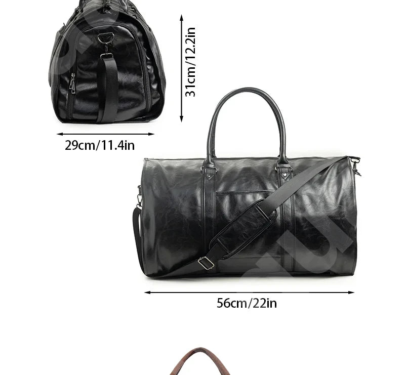 2025 Neue Herren-Anzugtasche aus Leder mit großem Fassungsvermögen, wasserdicht, für Wochenendaisen, Business, umwandelbare 2-in-1-Handgepäcktasche.
