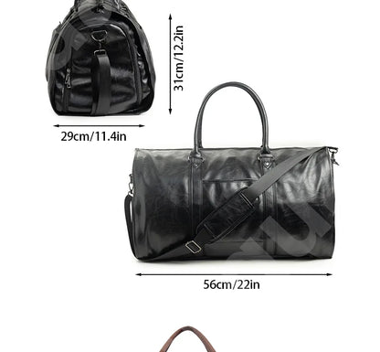 2025 Neue Herren-Anzugtasche aus Leder mit großem Fassungsvermögen, wasserdicht, für Wochenendaisen, Business, umwandelbare 2-in-1-Handgepäcktasche.