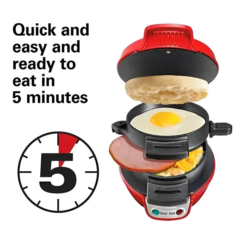Household Breakfast Maker Machine Portable Mini Hamburg Sandwich Bread Toaster with Non Stick Egg Cooker Ring Waffle Machine.