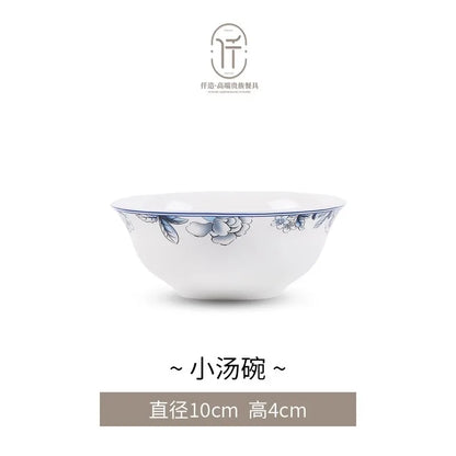 Blue Peacock Bone China Dining Plate Blue and White Kitchen Tableware Flower Ceramic Tableware Home Dining Bar Main Course Plate