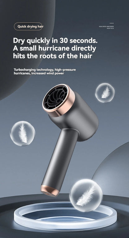 Wireless charging hair dryer for household use, high-speed negative ion hair dryer, high-power bladeless hair care, quick drying.