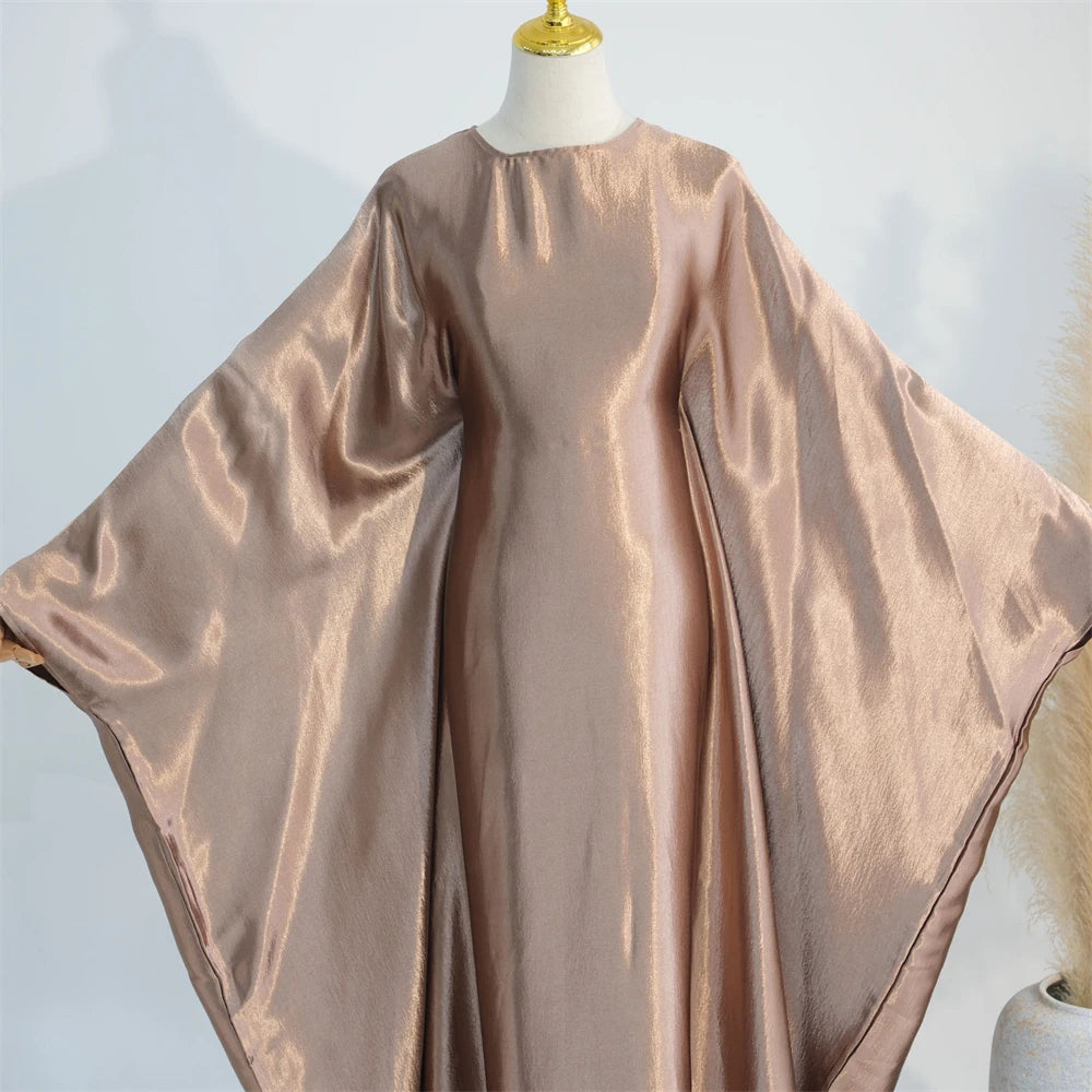 Eid Batwing Satin Shimmer Soft Crepe Abaya Dubai Luxury 2024 Islam Muslim Maxi Kaftan Dress Kebaya Abayas For Women Vestidos