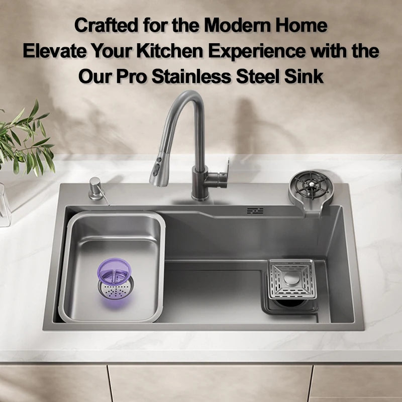 Thickening 304 stainless steel nano-coated Kitchen Sink Large-Capacity Single Sink Wear-Resistant Grey tank