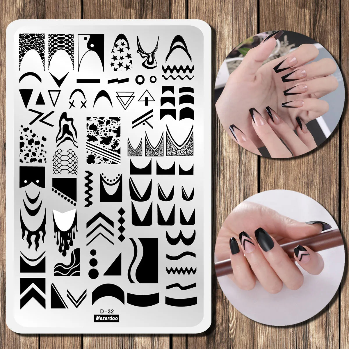 French Line Nail Stamping Plates Stripes Swirl Snake Design Nail Art Stamp Stencil Stainless Steel Printing Tools 14.5*9.5cm.