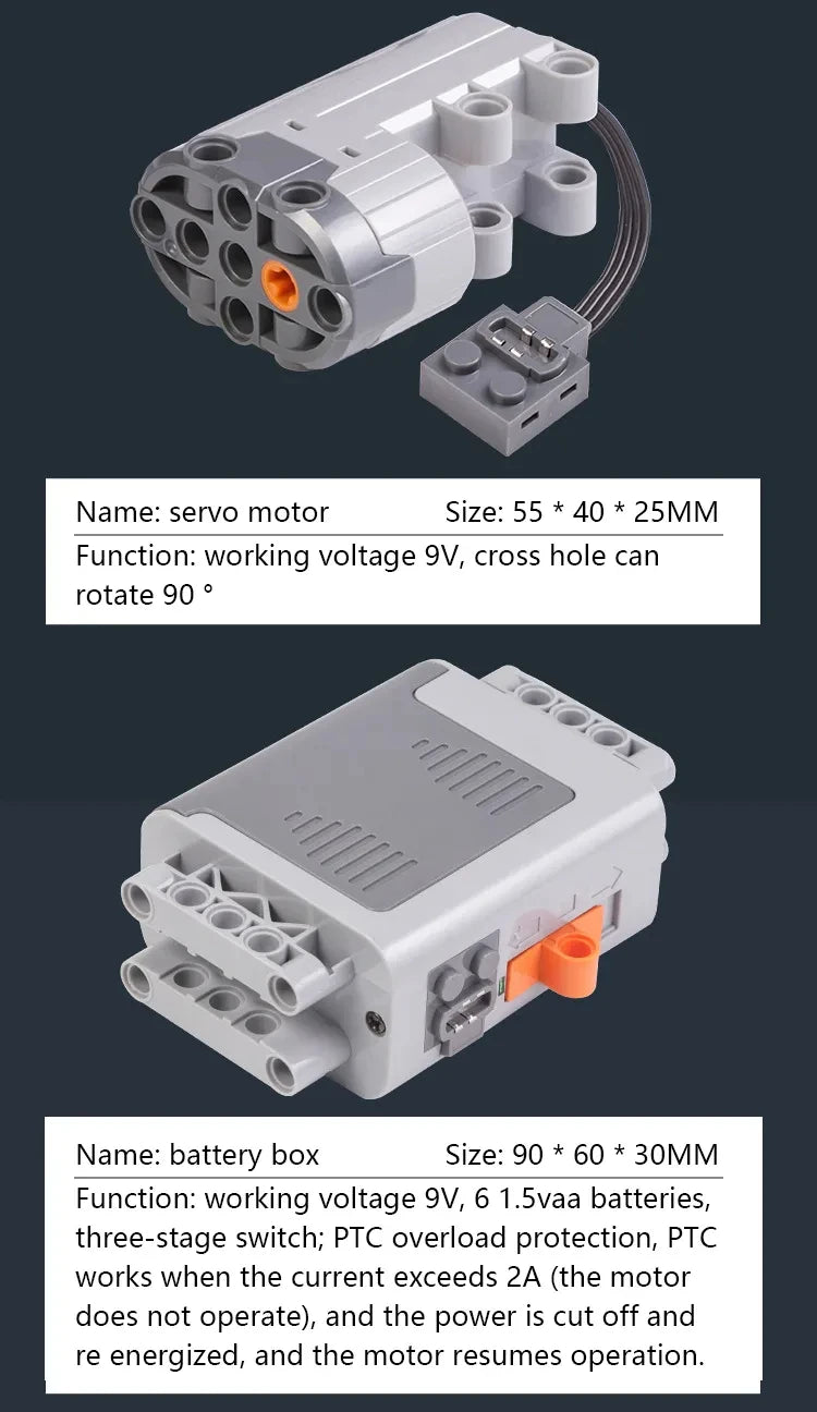 Technical Motor Battery Box Power Functions Parts IR Speed Servo Light Receiver PF APP Remote Control Car Building Blocks Bricks.