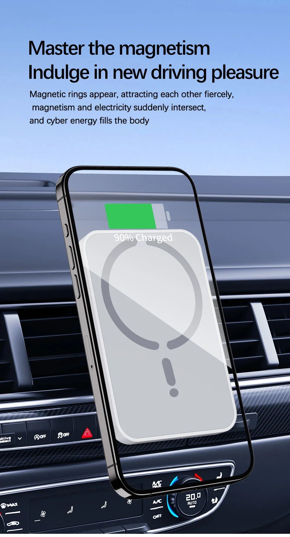 100W Magnetic Wireless Car Charger Air Outlet Phone Holder for iPhone 16 15 14 13 12 Pro Max Fast Wireless Car Charging Station.