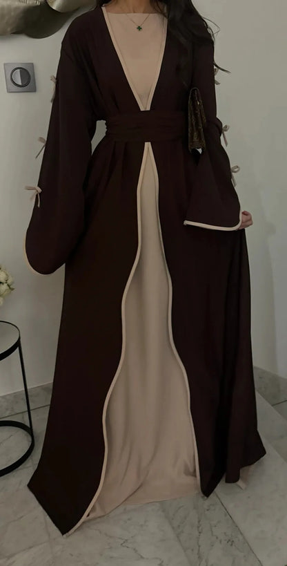 Eid Bow Abaya Women Cardigan Dress Muslim Party Caftan Robe Jalabiya Morocco Dubai Kaftan Islam Vestidos Largos Ramadan 2025