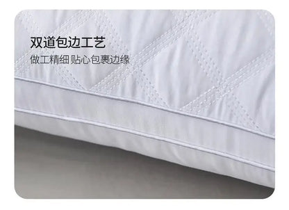 Popular hotel pillow with embroidered feather velvet core, high elasticity and no collapse, student neck protection pillow.