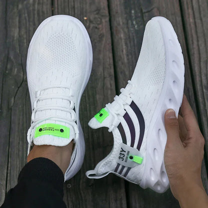 Men's Summer Breathable Mesh Shoes Lightweight Non Slip Knit Running Sneakers Trendy Aesthetic Focused Jogging Basketball Shoes.