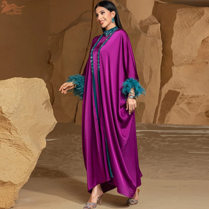 Luxury Dubai Abayas Diamonds Kimono Jalabiya Women Muslim Dress Sets 2PCS Turkey Kebaya Caftan Marocain Femme Robe Ramadan Eid.