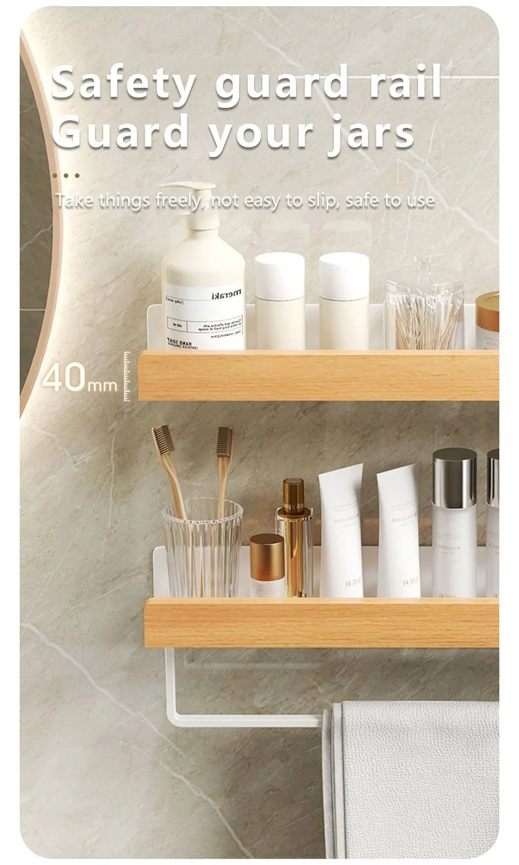 Holz Aluminium Material Badezimmer Regal Organizer Eckregal Shampoo Lagerregal Dusche Wandregal Badezimmer Organizer