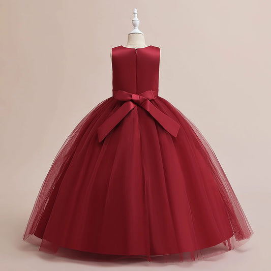 Kinder Party Kleid für Mädchen Hochzeit Brautjungfer Geburtstags kleider Kinder Spitze Stickerei Blumen mädchen Prinzessin Kleider Ballkleid