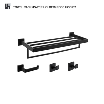 Schwarz Bad zubehör Edelstahl Set Wandre gal Handtuch halter Handtuch halter Taschentuch halter Kleider haken Toiletten bürste Anhänger