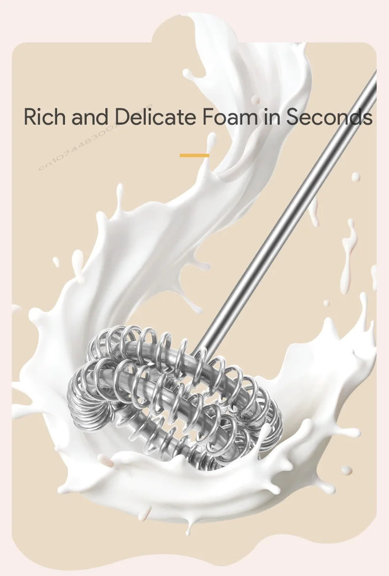 Electric Milk Frother USB Rechargeable Handheld Egg Beater 3 Speeds Foam Maker Mixer Coffee Drink Frothing Wand Foamer Kitchen.