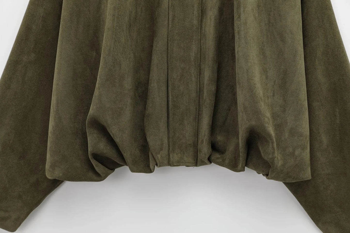 TRAFZA Damen-Jacke mit Wildleder-Textur, High Street, lange Ärmel, Umlegekragen, elastischer Reißverschluss, Knopfleiste, solider, trendiger Frühlingsmantel