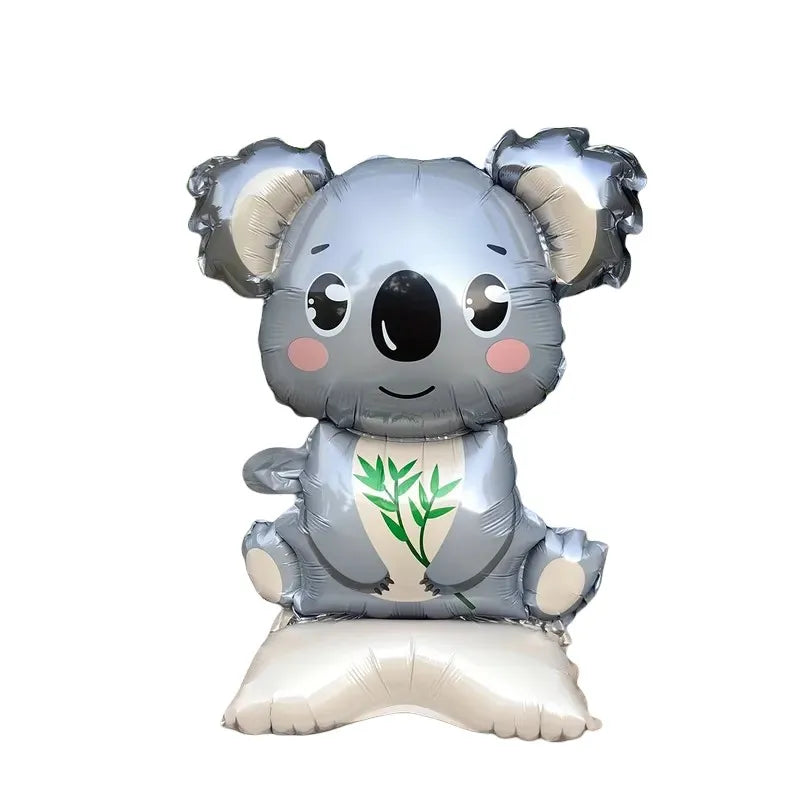 3/2 Stück Dschungel-Tier-Folienballons mit Ständer – Koala-Elefant-Fuchs für Geburtstag, Hochzeit, Karneval, Themendekorationen.