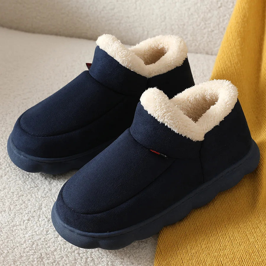 Smile PoP Winter Plush Men Cotton Shoes Warm Plush Men House Slippers Outdoor Soft Non Slip Women's Shoes Casual Furry Men Shoes.